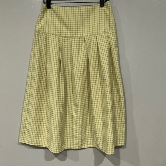 Women’s Checked Pleated Skirt.  Yellow Plaid - Picture 6 of 15